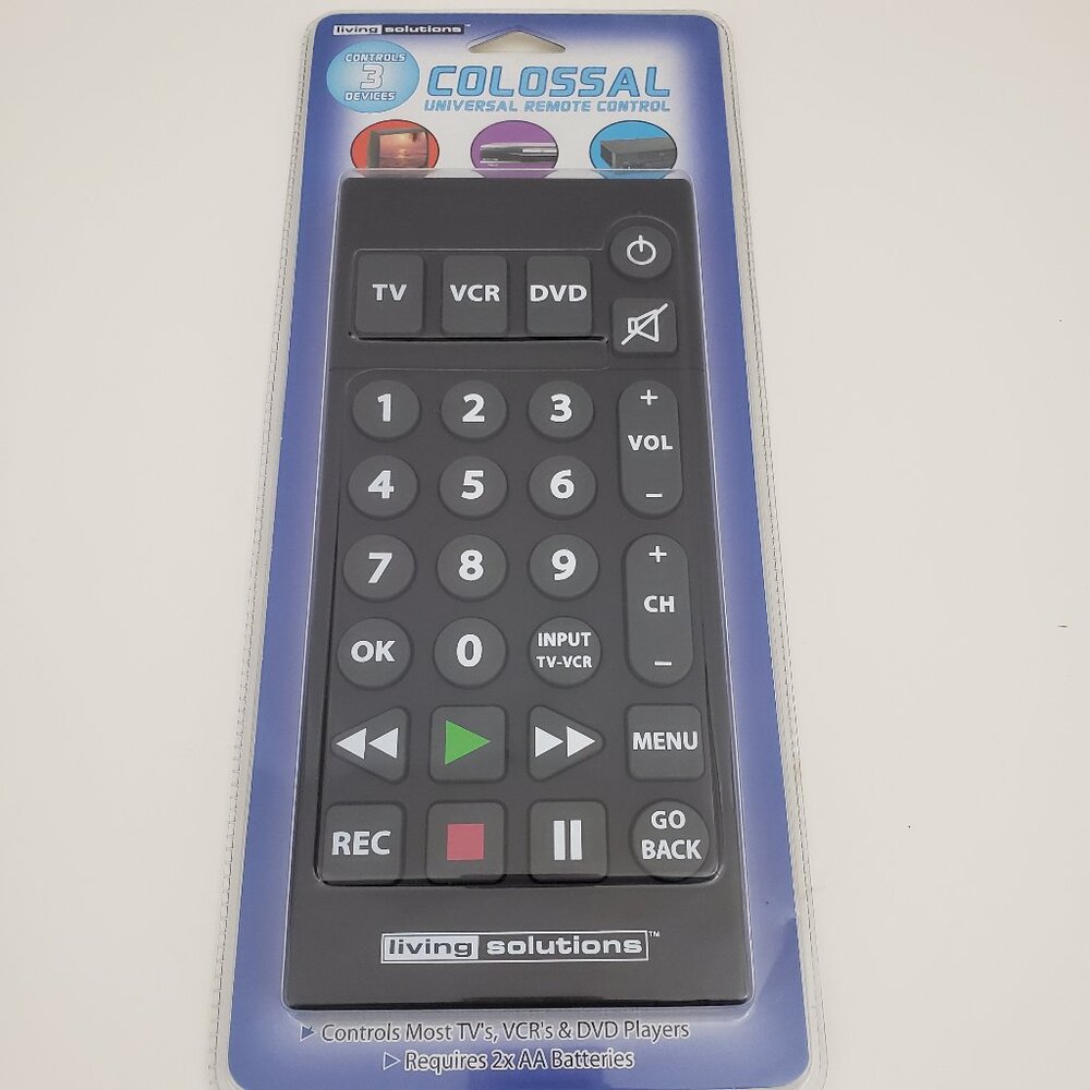 Living Solutions Colossal Universal Remote Control For TV VCR DVD New in Box